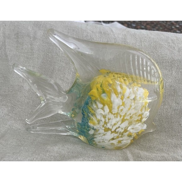 Murano Art Glass Angel Fish Paperweight MultiColor Hand Crafted Vintage - Picture 2 of 6